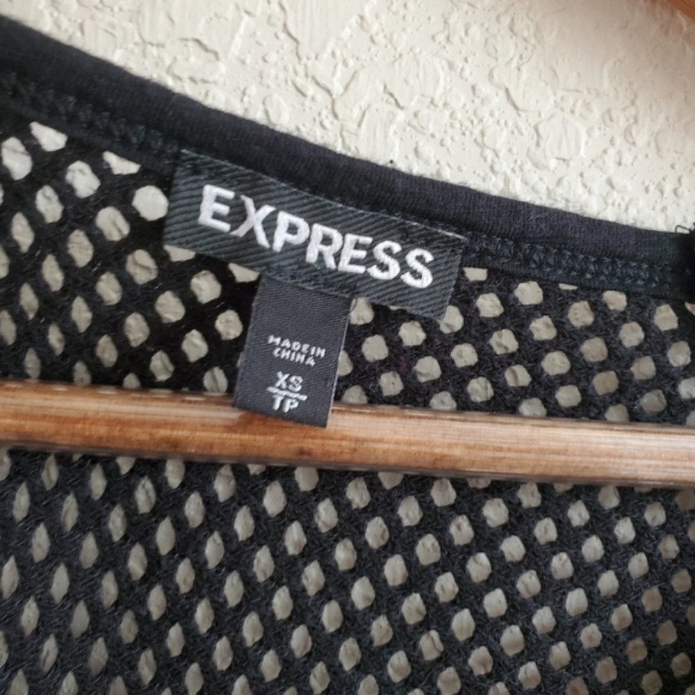 Express raglan mesh 3/4 sleeve sweater top - Picture 5 of 6